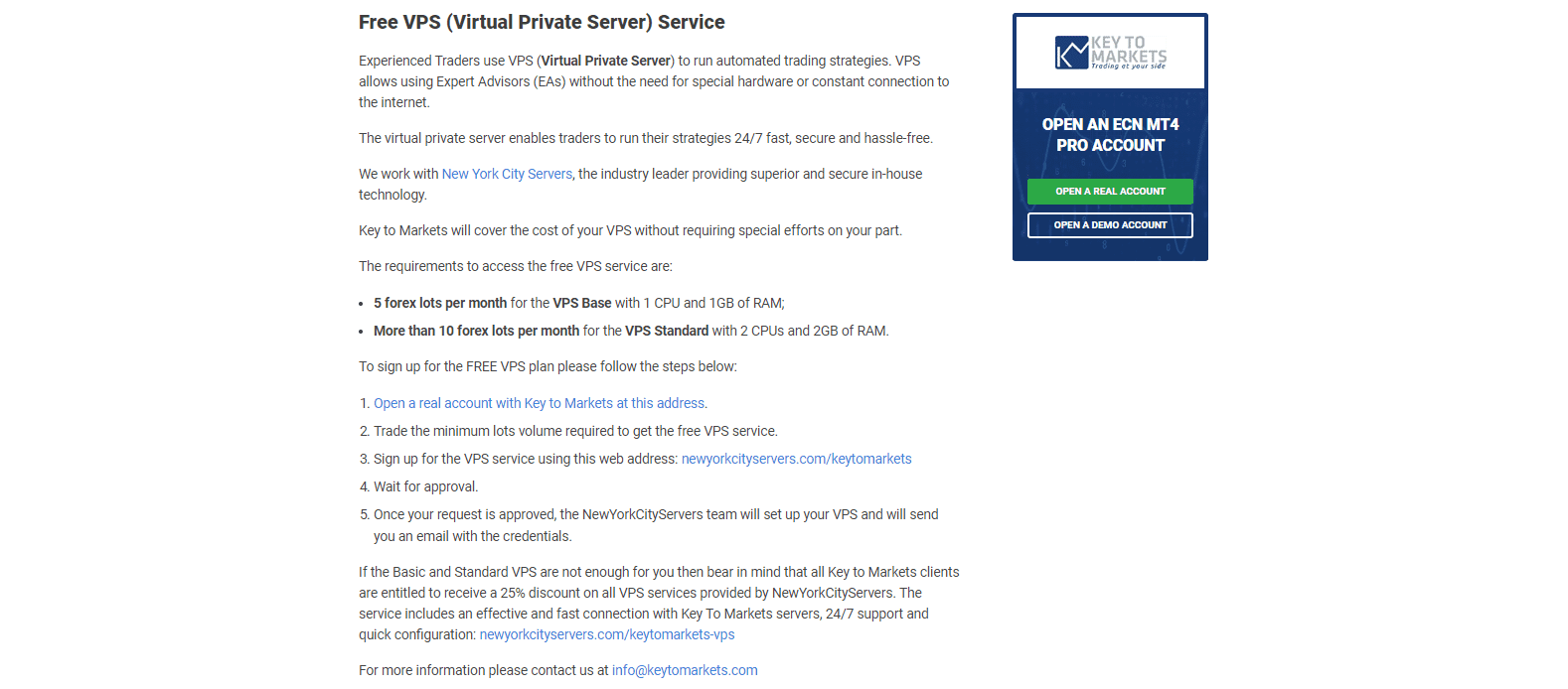 Key to Markets Review VPS info